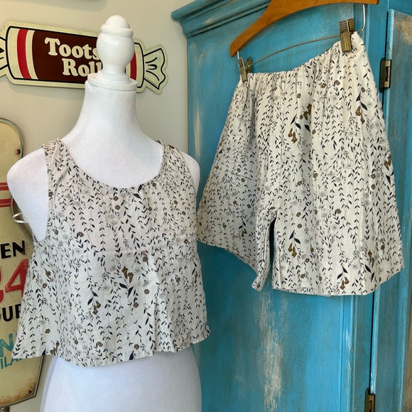 Rachel Zoe Tops - Rachel Zoe Sleeveless linen matching set – White floral Print, women’s sm/xs